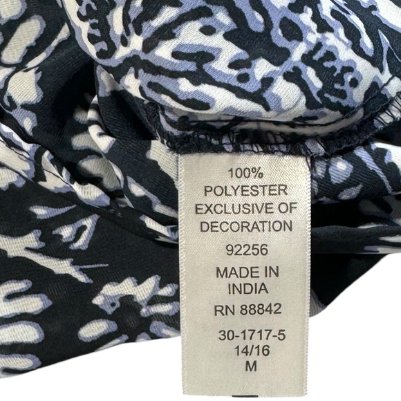 Ellos Cover-Up M Navy Black V-Neck Sleeves Drawstring Pool Summer Beach Floral - Picture 8 of 8